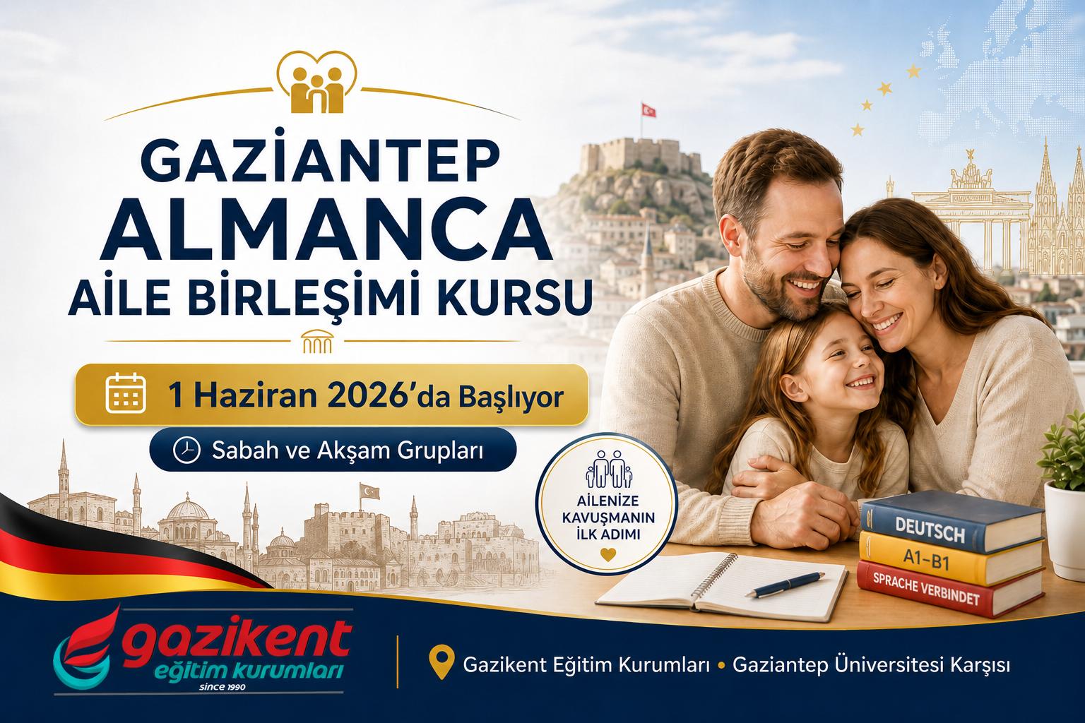 Gaziantep Almanca Aile Birleşimi Kursu 1 Haziran 2026’da Başlıyor | Gazikent Eğitim Kurumları